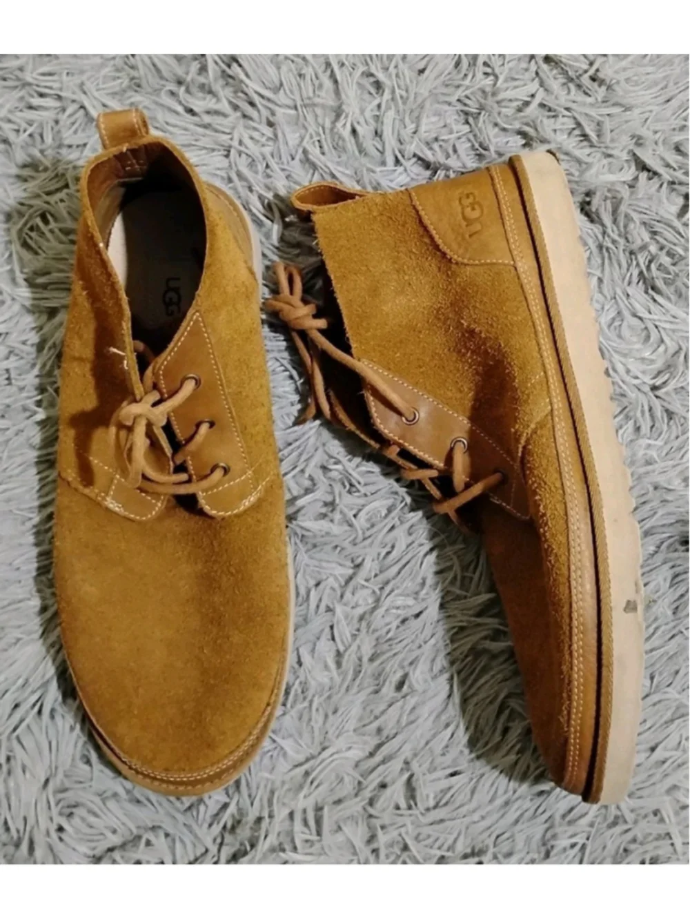 Ugg Neumel Unlined Leather Boot Men Size 13 Chukka Suede Chestnut 1020369 EUC
